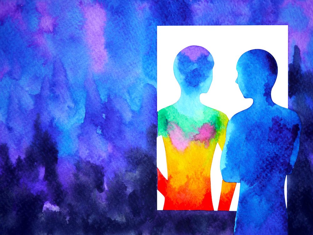 abstract human your mind spiritual consciousness mirror watercolor painting illustration design drawing