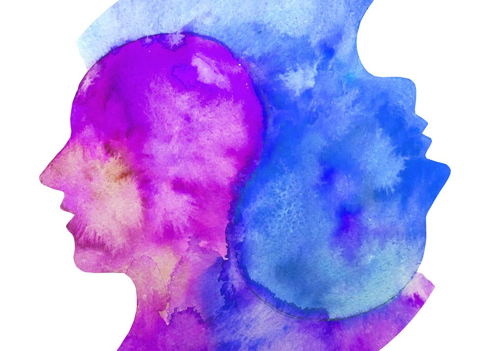 disegno acquerello due anime gemelle. Affinità spirituale sentimentale