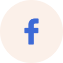 Blue Facebook 'f' logo inside a soft beige circular icon.